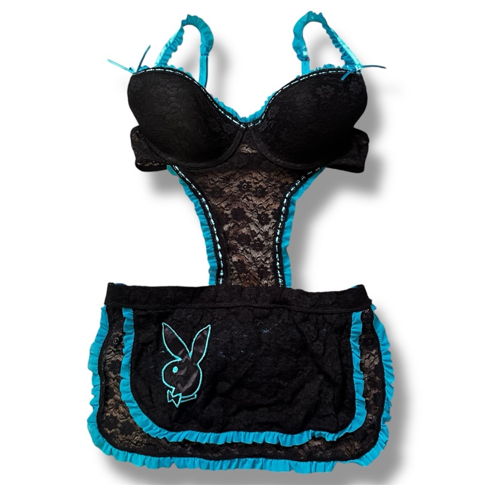 Vintage Y2K Playboy Apron Coquette Costume Lingerie - Picture 1 of 12